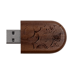 Orange, Slices, Fruits, Citrus Wood Oval Usb Flash Drive by kyorashop23