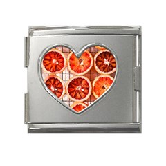 Orange, Fruit, Citrus Mega Link Heart Italian Charm (18mm)