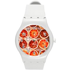 Orange, Fruit, Citrus Round Plastic Sport Watch (m)