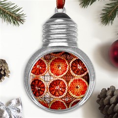 Orange, Fruit, Citrus Metal Light Bulb Shape Ornament by kyorashop23