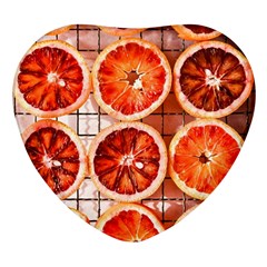 Orange, Fruit, Citrus Heart Glass Fridge Magnet (4 Pack) by kyorashop23