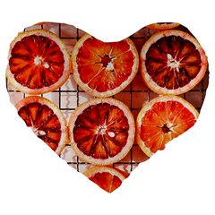 Peorange, Fruit, Citrus Large 19  Premium Flano Heart Shape Cushions