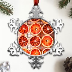 Peorange, Fruit, Citrus Metal Small Snowflake Ornament by kyorashop23