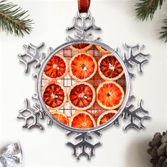 Peorange, Fruit, Citrus Metal Large Snowflake Ornament by kyorashop23