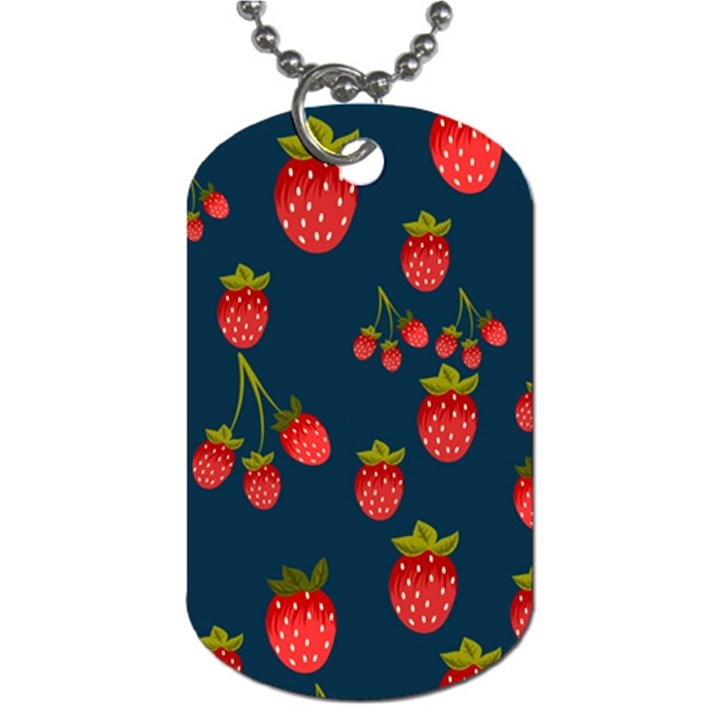 Strawberry Texture, Blue Background With Strawberries Dog Tag (Two Sides)