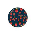 Strawberry Texture, Blue Background With Strawberries Hat Clip Ball Marker (4 pack) Front