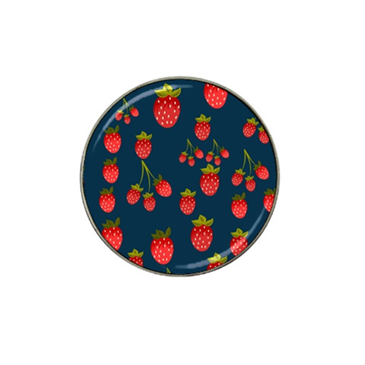 Strawberry Texture, Blue Background With Strawberries Hat Clip Ball Marker (4 pack)