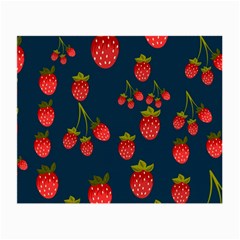 Strawberry Texture, Blue Background With Strawberries Small Glasses Cloth by kyorashop23