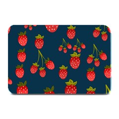 Strawberry Texture, Blue Background With Strawberries Plate Mats