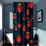 Strawberry Texture, Blue Background With Strawberries Shower Curtain 36  x 72  (Stall)  Curtain(36 X72 )