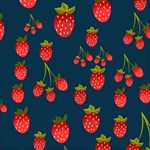 Strawberry Texture, Blue Background With Strawberries Play Mat (Rectangle) Front