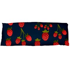 Strawberry Texture, Blue Background With Strawberries One Side Body Pillow Cases by kyorashop23