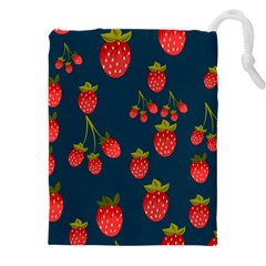 Strawberry Texture, Blue Background With Strawberries Drawstring Pouch (5xl)