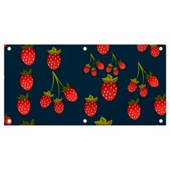 Strawberry Texture, Blue Background With Strawberries Banner And Sign 4  X 2  by kyorashop23