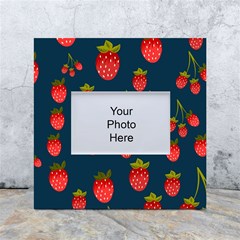 Strawberry Texture, Blue Background With Strawberries White Box Photo Frame 4  X 6  by kyorashop23