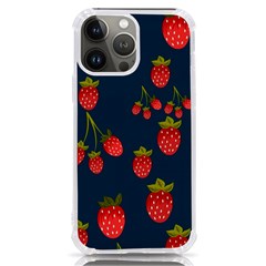 Strawberry Texture, Blue Background With Strawberries Iphone 13 Pro Max Tpu Uv Print Case by kyorashop23