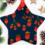 Strawberry Texture, Blue Background With Strawberries Ornament (Star) Front