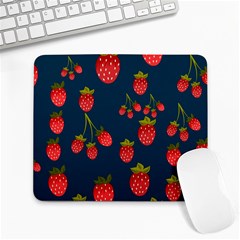 Strawberry Texture, Blue Background With Strawberries Large Mousepad