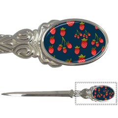 Strawberry Texture, Blue Background With Strawberries Letter Opener by kyorashop23