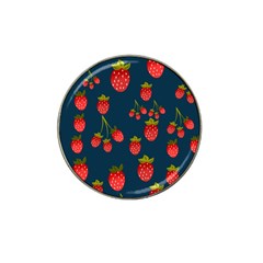 Strawberry Texture, Blue Background With Strawberries Hat Clip Ball Marker