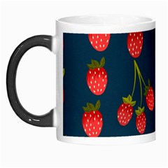 Strawberry Texture, Blue Background With Strawberries Morph Mug by kyorashop23