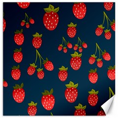 Strawberry Texture, Blue Background With Strawberries Canvas 20  X 20 