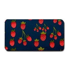 Strawberry Texture, Blue Background With Strawberries Medium Bar Mat by kyorashop23