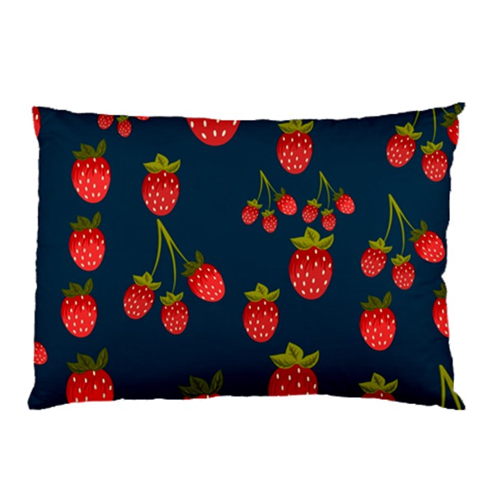 Strawberry Texture, Blue Background With Strawberries Pillow Case