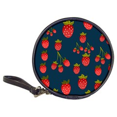 Strawberry Texture, Blue Background With Strawberries Classic 20-cd Wallets