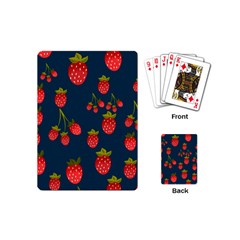 Strawberry Texture, Blue Background With Strawberries Playing Cards Single Design (mini)