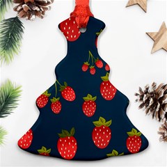 Strawberry Texture, Blue Background With Strawberries Ornament (christmas Tree) 