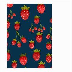 Strawberry Texture, Blue Background With Strawberries Small Garden Flag (two Sides) by kyorashop23