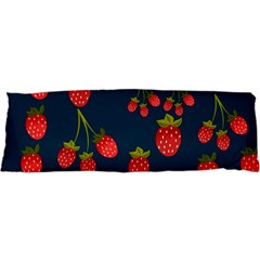 Strawberry Texture, Blue Background With Strawberries 21 x63  Body Pillow Case Dakimakura (two Sides) by kyorashop23