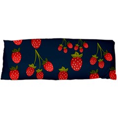 Strawberry Texture, Blue Background With Strawberries 15 x40  Body Pillow Case Dakimakura (two Sides) by kyorashop23