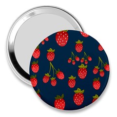 Strawberry Texture, Blue Background With Strawberries 3  Handbag Mirrors