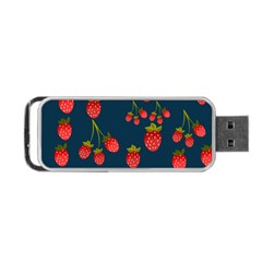 Strawberry Texture, Blue Background With Strawberries Portable Usb Flash (two Sides)