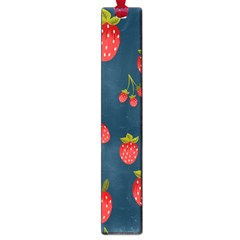 Strawberry Texture, Blue Background With Strawberries Large Book Marks