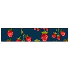 Strawberry Texture, Blue Background With Strawberries Small Premium Plush Fleece Scarf