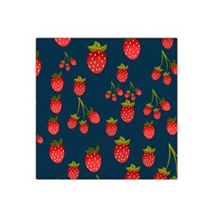 Strawberry Texture, Blue Background With Strawberries Satin Bandana Scarf 22  X 22 