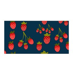 Strawberry Texture, Blue Background With Strawberries Satin Wrap 35  X 70 