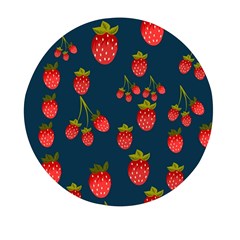 Strawberry Texture, Blue Background With Strawberries Mini Round Pill Box (pack Of 5)