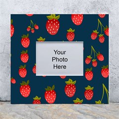 Strawberry Texture, Blue Background With Strawberries White Wall Photo Frame 5  X 7  by kyorashop23