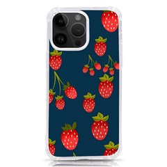 Strawberry Texture, Blue Background With Strawberries Iphone 14 Pro Max Tpu Uv Print Case by kyorashop23