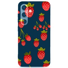 Strawberry Texture, Blue Background With Strawberries Samsung Galaxy S24 6 2 Inch Black Tpu Uv Case by kyorashop23