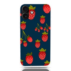 Strawberry Texture, Blue Background With Strawberries Iphone 16 Plus Tpu Uv Print Case by kyorashop23