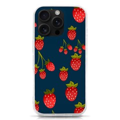 Strawberry Texture, Blue Background With Strawberries Iphone 16 Pro Tpu Uv Print Case by kyorashop23