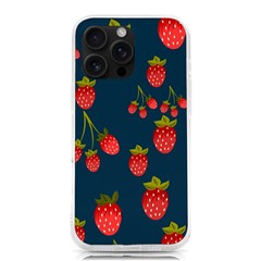 Strawberry Texture, Blue Background With Strawberries Iphone 16 Pro Max Tpu Uv Print Case by kyorashop23