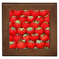 Strawberry Texture, Macro, Ripe Strawberry Framed Tile by kyorashop23