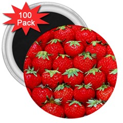 Strawberry Texture, Macro, Ripe Strawberry 3  Magnets (100 Pack) by kyorashop23