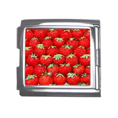 Strawberry Texture, Macro, Ripe Strawberry Mega Link Italian Charm (18mm)